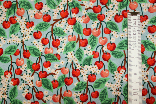 Designerbaumwollstoff Orchard - Cherry Blossom light blue (10 cm)